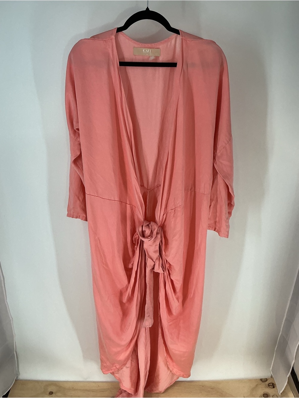 Cali Dreaming Swim Coral Pink Tie-Front Maxi Dress Size S